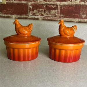 Orange Ceramic Chicken Ramekins